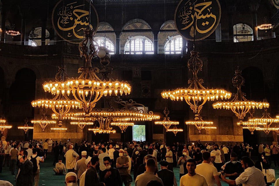 Interior of Hagia Sophia Mosque.